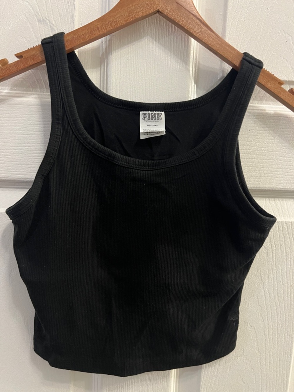 PINK Victoria's Secret Black Ribbed Scoop Tank